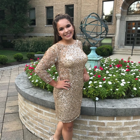 Homecoming- SCALA Gold Sequined Formal Dress *EUC - Picture 4 of 8